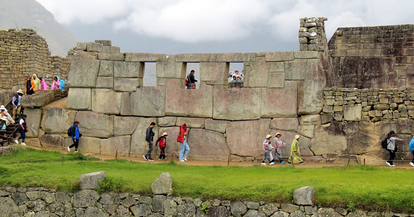Megalithic walls alongside crude stone-stacked walls